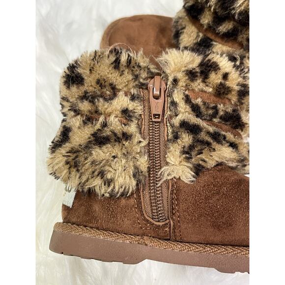 MAKALU California BOOT Girls 8 Plush Leopard Faux Fur, Full Length Zip - Picture 10 of 12